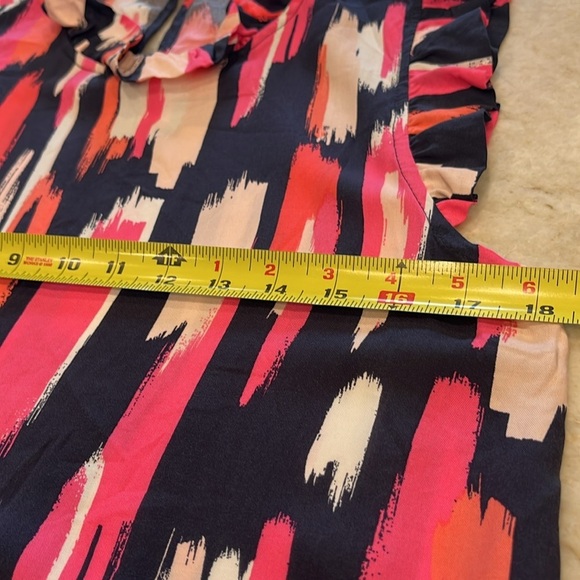 Mary Square‎ Sleeveless Shift Dress | Pink, White, Navy Abstract Design | Small - Picture 6 of 11